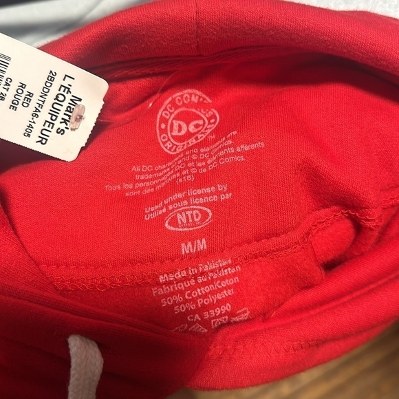 (j)  NWT: DC comics, originals, Flash, Red hoodie, red men medium - Picture 4 of 5